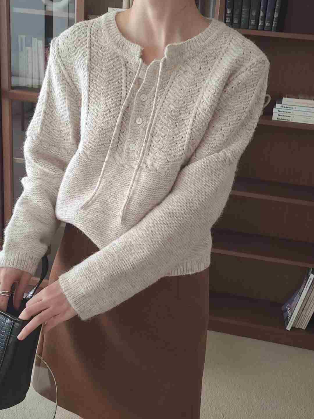 BRING韓國直郵東大門代購女裝新款休閑25春季真品推薦職業毛衣BRING毛衣