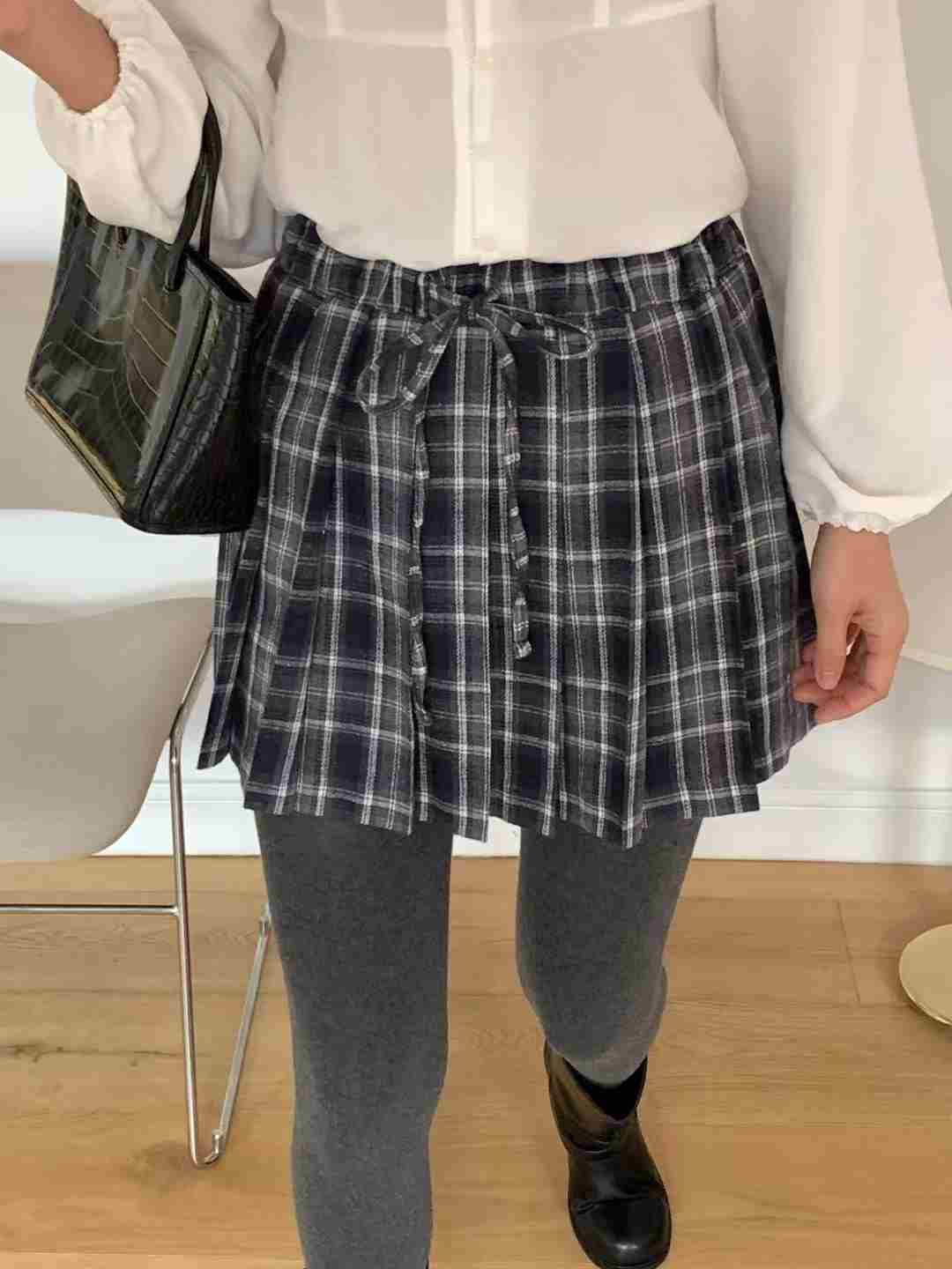 FORME韓國直郵東大門代購女裝新品時尚人氣熱賣短裙格紋褶皺FORME短裙