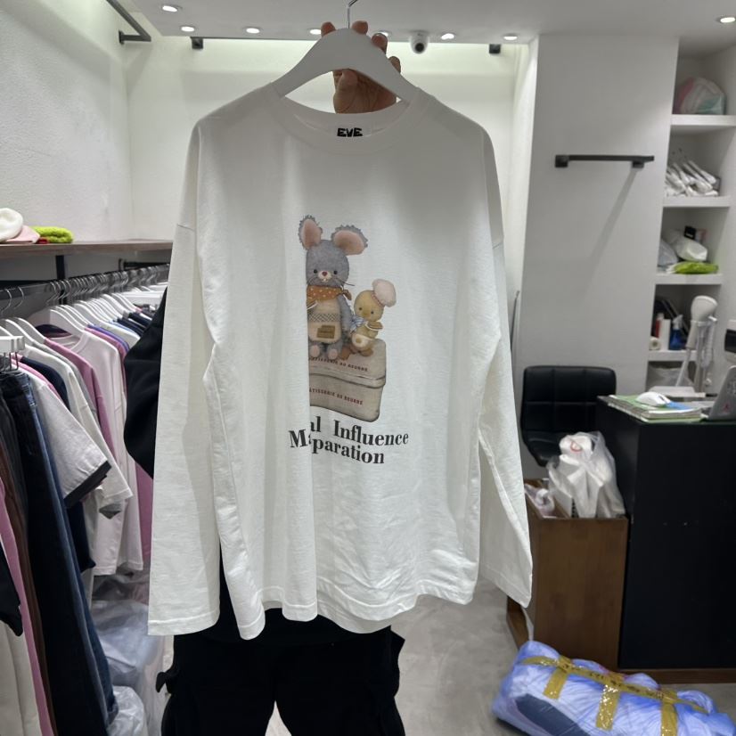 EVE韓國直郵女裝新品25春夏時尚真品25春季職業熱賣長袖T恤EVE長袖T恤