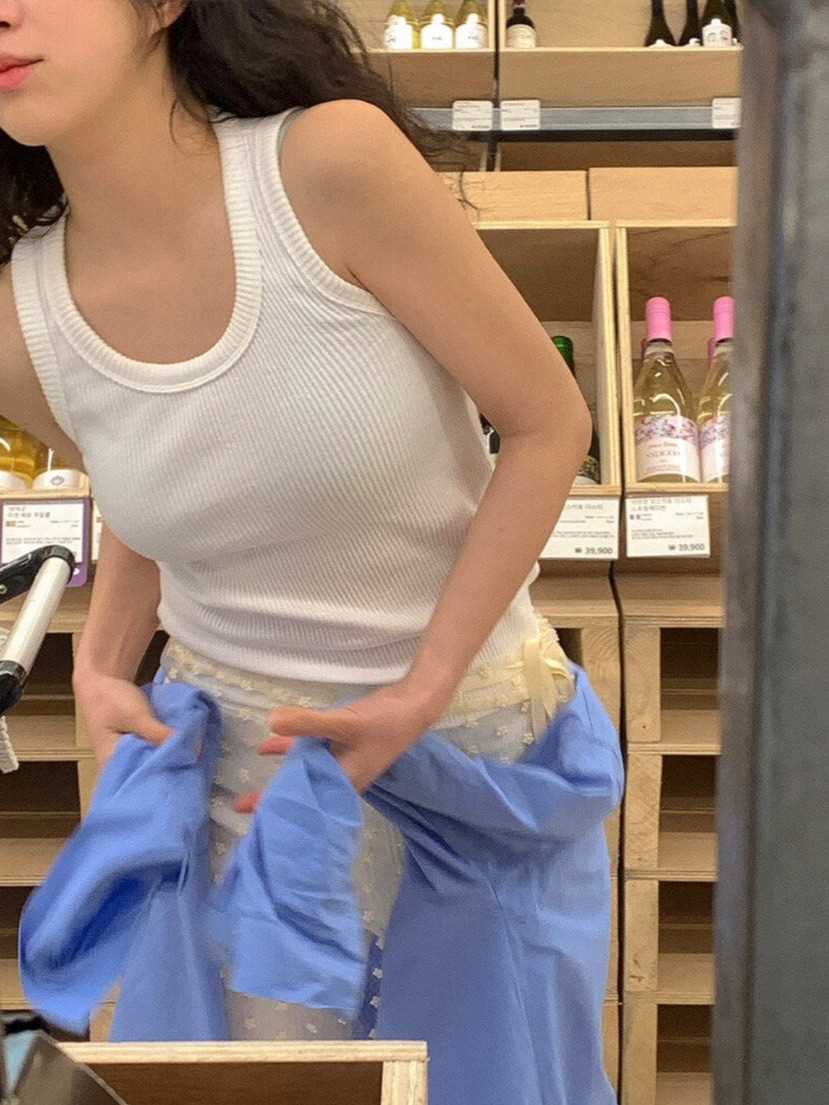 WOOD東大門直郵女士新品休閑熱賣25春夏真品職業吊帶背心羅紋WOOD吊帶/背心
