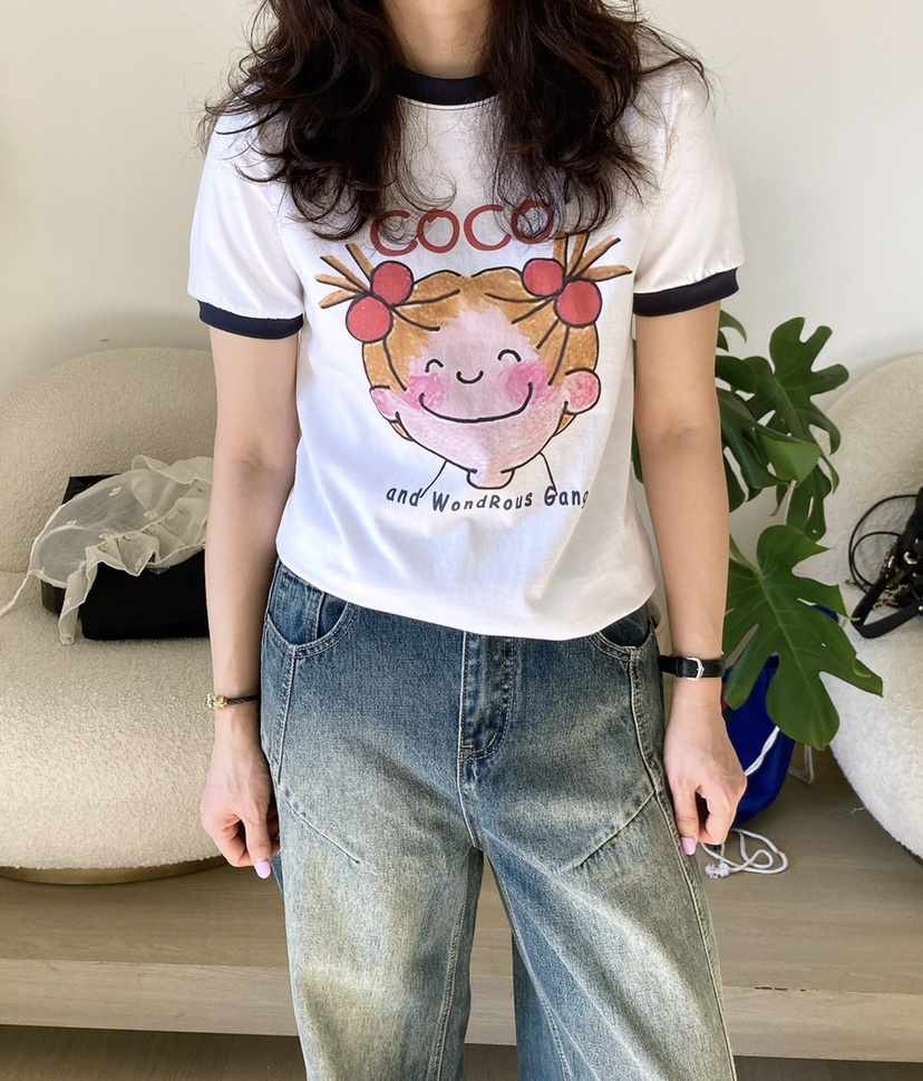 HANNA-A韓國直郵東大門實拍女裝新款25春夏人氣休閑職業T恤HANNAT恤