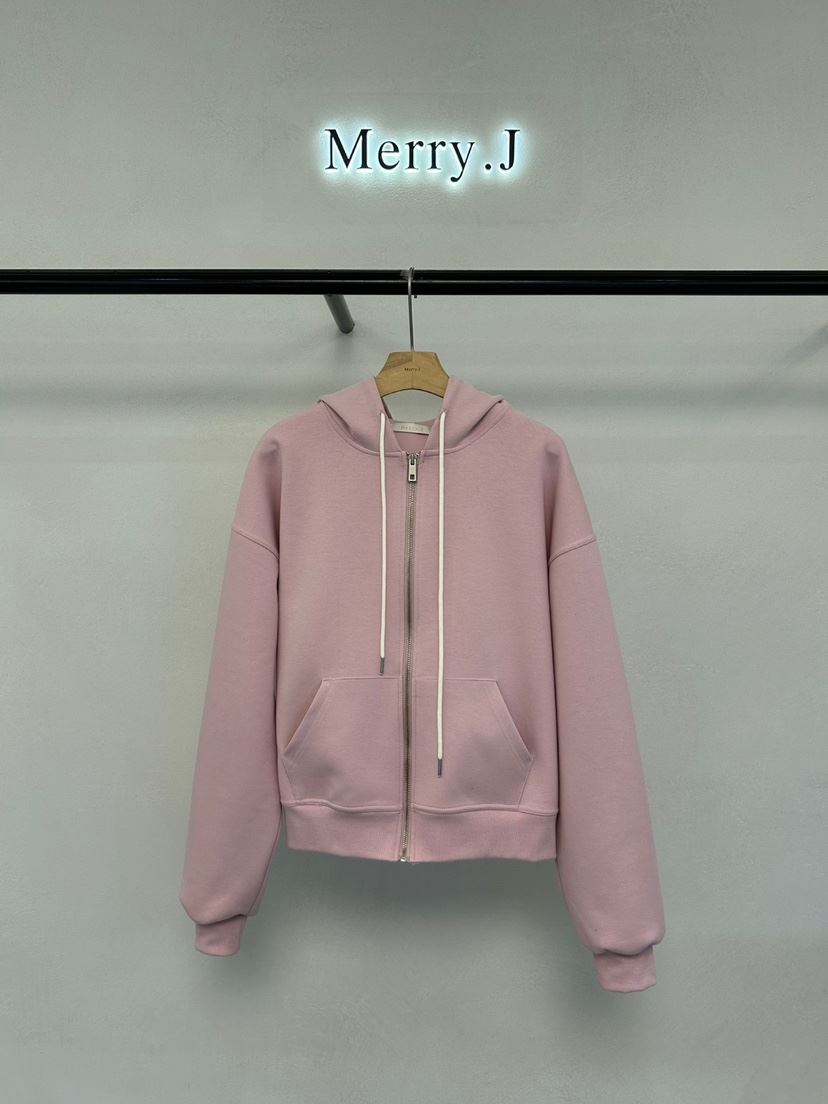 MERRY-J直郵韓國代購女裝新款時尚人氣熱賣休閑衛衣拉鏈兜帽MERRY-J衛衣