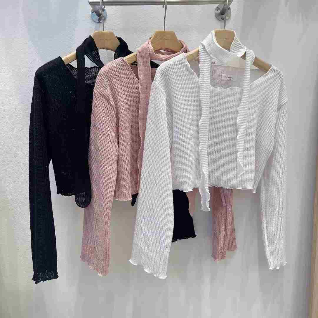 HOLYMOLY韓國直郵東大門代購女裝新品真品25春夏針織衫含脖帶HOLYMOLY針織衫