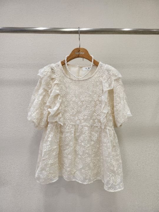 FEMME韓國直郵東大門代購女裝新品休閑推薦真品襯衫蕾絲衫蕾絲FEMME襯衫/蕾絲衫