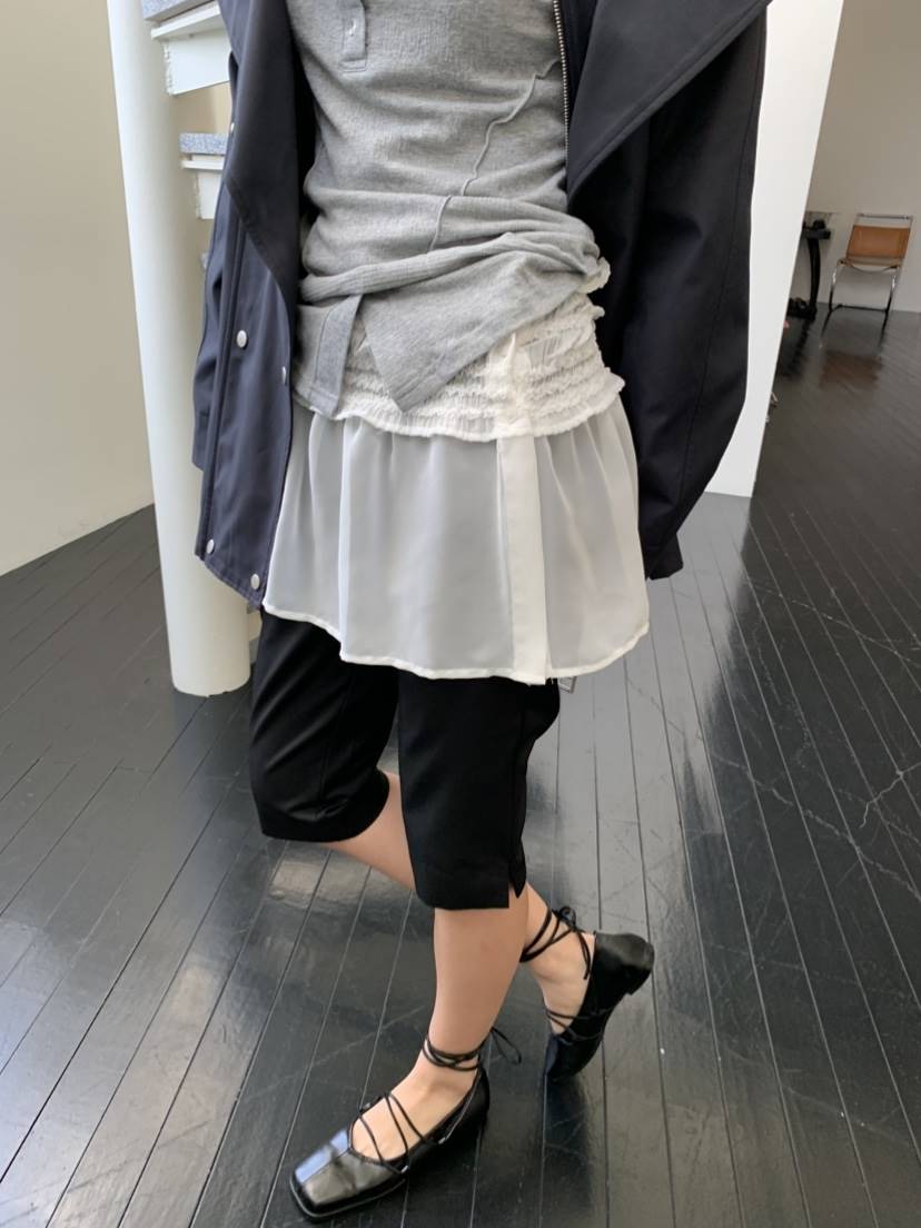 MURMUR韓國直郵東大門實拍女裝新款25春夏職業休閑短裙荷葉邊MURMUR短裙