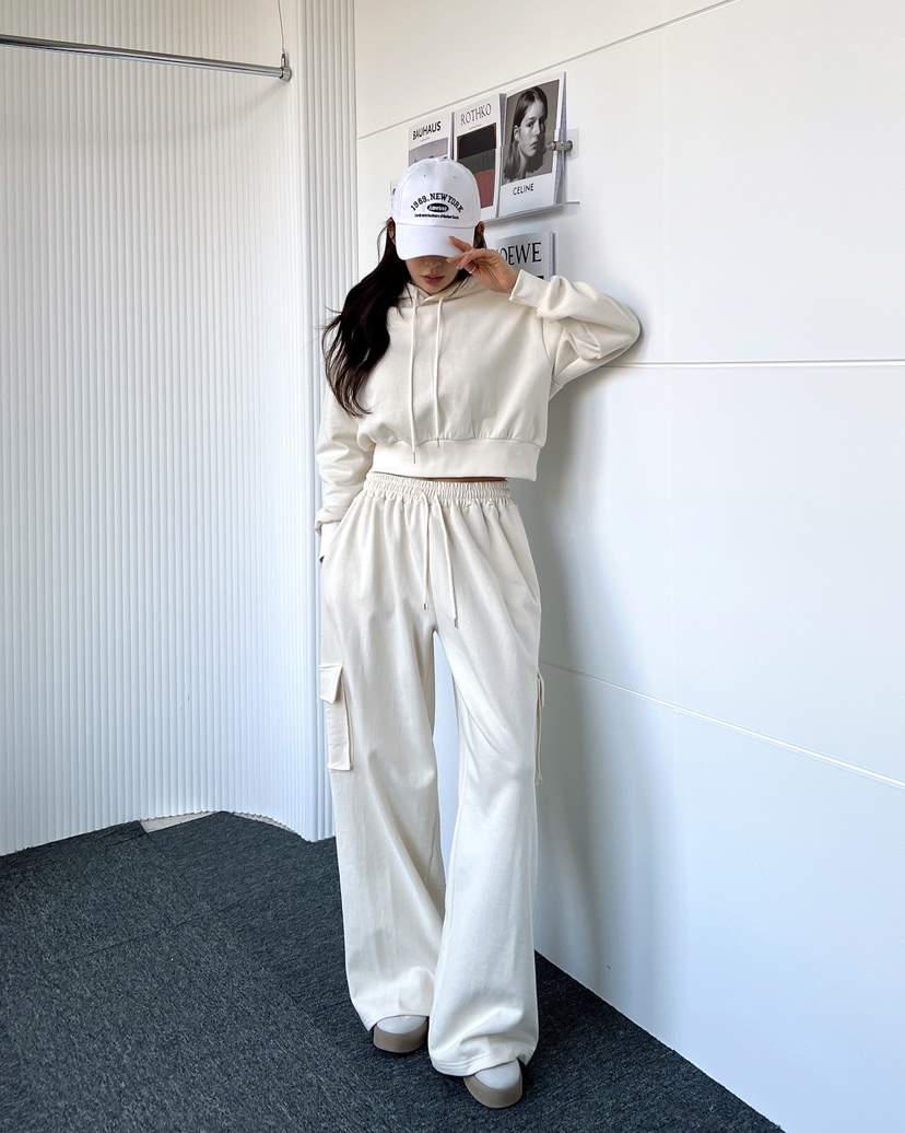 CLOTH韓國代購女裝新品熱賣時尚職業推薦25春夏休閑套裝兜帽CLOTH套裝