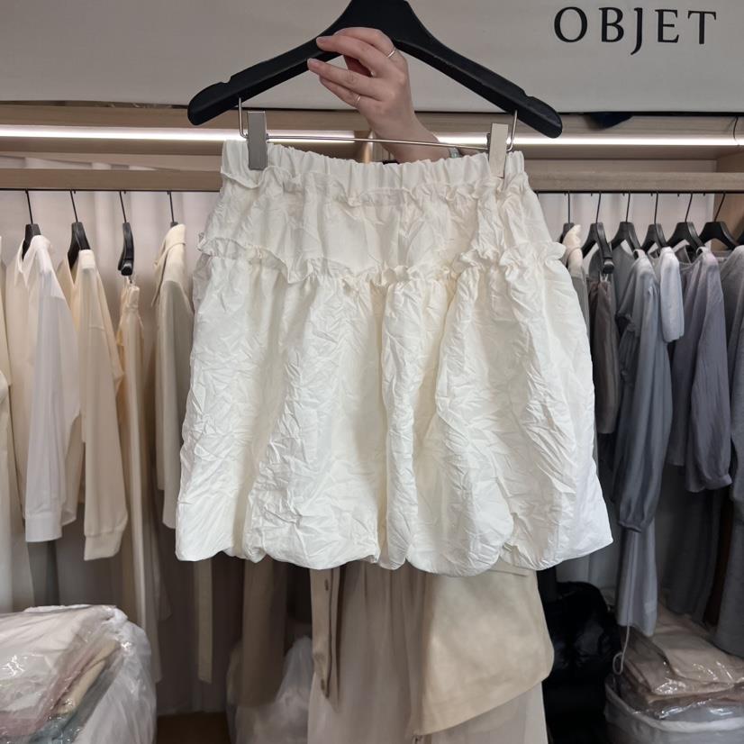 OBJET韓國直郵女裝新款推薦時尚真品熱賣25春夏職業短裙荷葉邊love us u/OBJET短裙