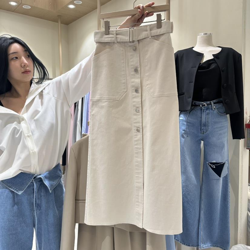 VINTAGE VIBE東大門直郵女士新品職業25春夏休閑長裙含腰帶VINTAGE VIBE長裙