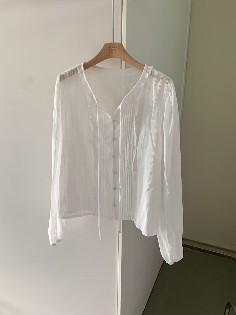 PYT-ot韓國直郵女裝新品推薦25春夏休閑職業時尚襯衫蕾絲衫pretty young thing襯衫/蕾絲衫