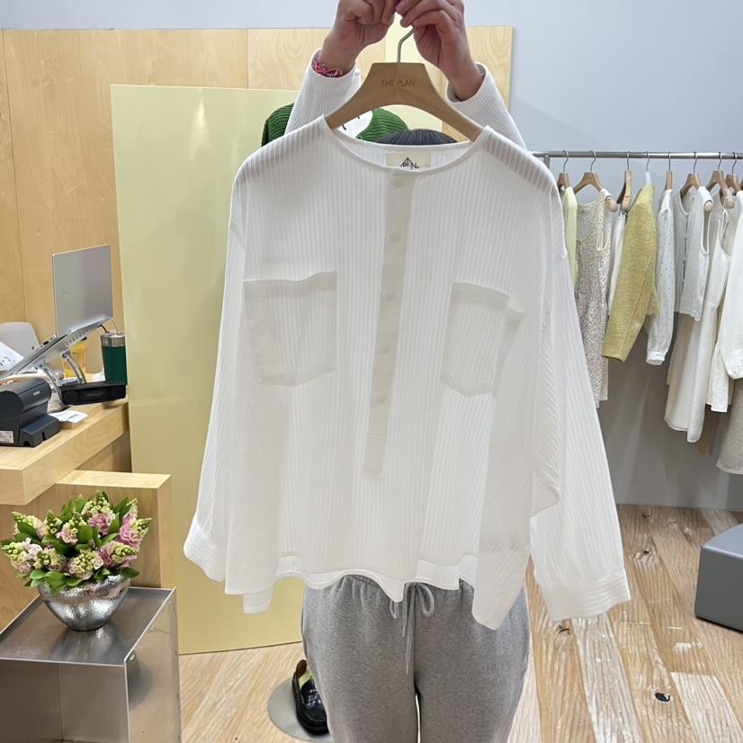 THEPLAN韓國直郵東大門代購女裝新品25春夏真品襯衫蕾絲衫口袋THE PLAN襯衫/蕾絲衫