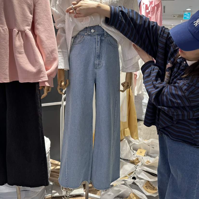 DELLING韓國直郵東大門實拍女裝新品休閑時尚牛仔褲喇叭鏤空DELLING牛仔褲