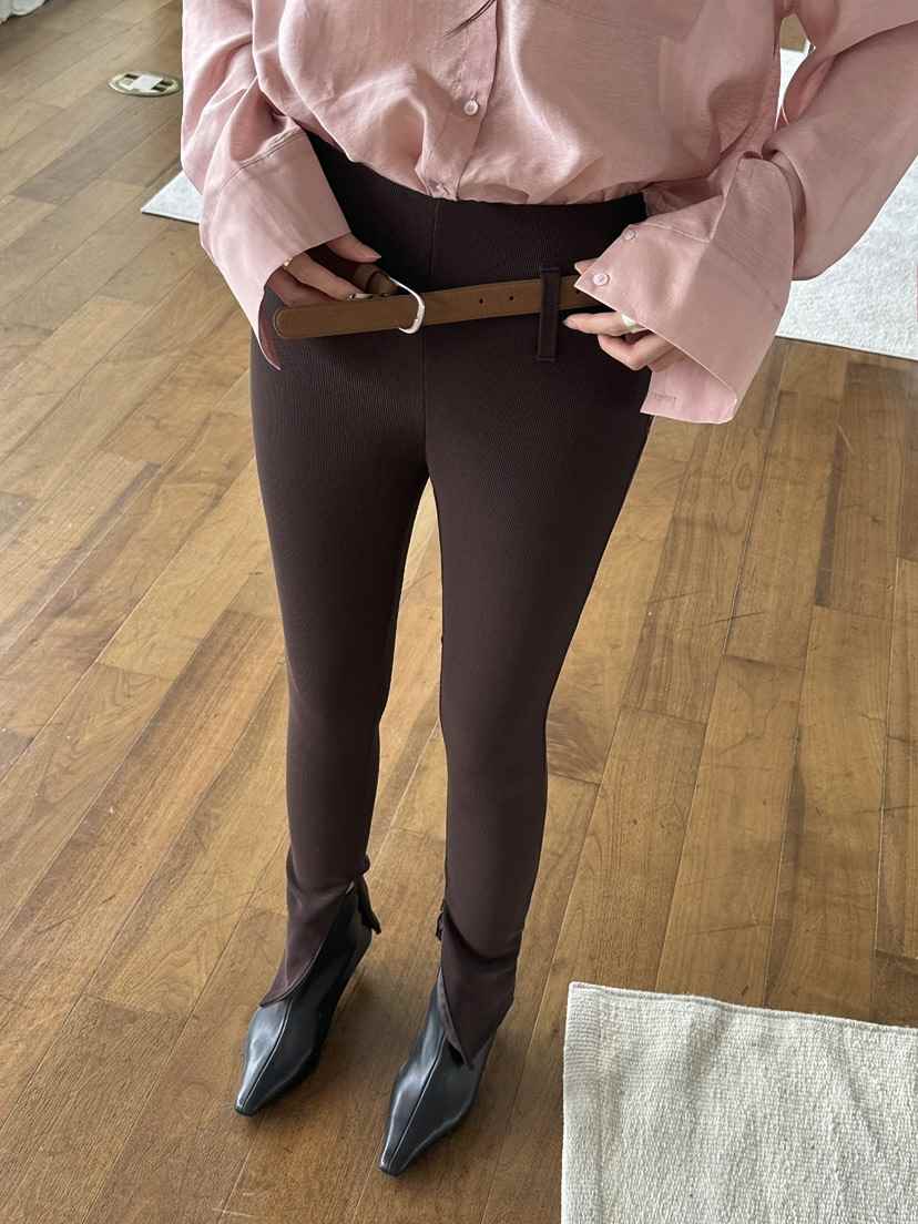 INSSENSE-A直郵韓國代購女裝新品25春夏打底褲鯊魚褲緊身褲拉鏈腰帶羅紋INSSENSE-A打底褲/鯊魚褲