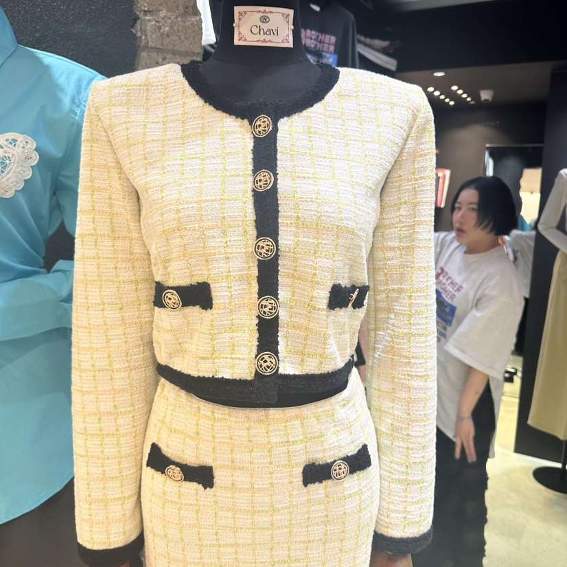 CHAVI直郵韓國代購女裝新款真品熱賣時尚人氣針織衫花呢格紋CHAVI針織衫