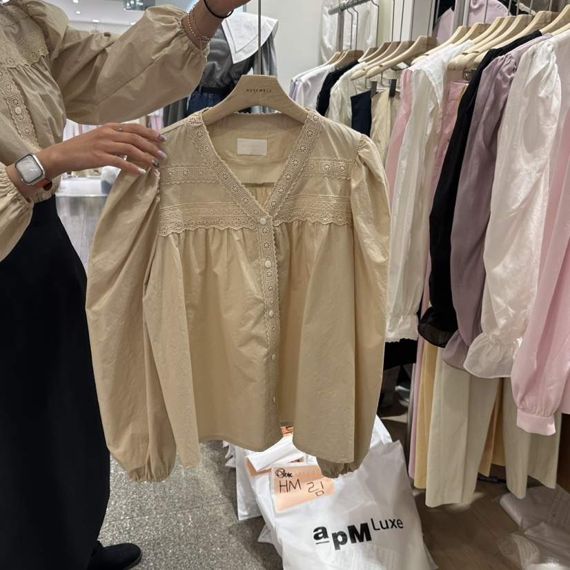 ASSEMBLY韓國直郵女裝新款25春夏真品時尚推薦職業襯衫蕾絲衫ASSEMBLY襯衫/蕾絲衫