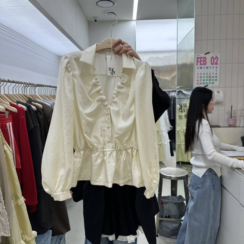 MIXXIN韓國直郵東大門實拍女裝新款推薦真品時尚襯衫蕾絲衫MIXXIN襯衫/蕾絲衫