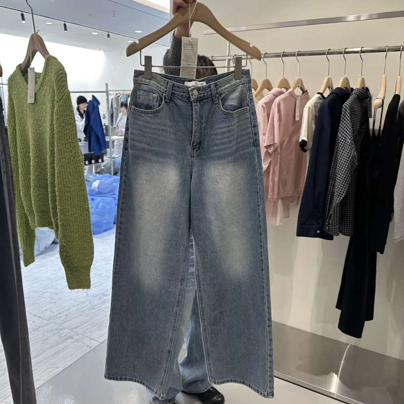 PLAMM韓國直郵東大門實拍女裝新品時尚熱賣休閑真品牛仔褲圓領PLAMM牛仔褲