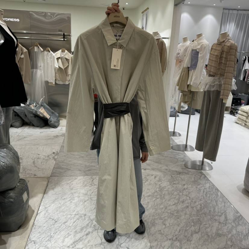 PITA直郵韓國代購女裝新款真品時尚推薦長款風衣含腰帶皮革THE VERLIN/piTa長款風衣