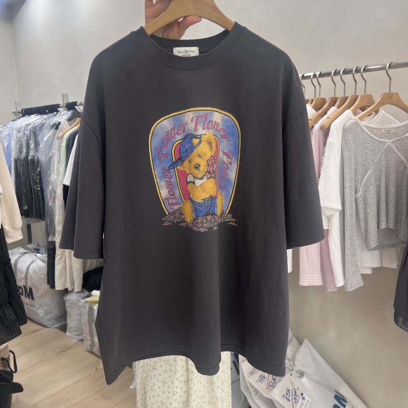 VILLABUTTON直郵韓國代購女裝新款熱賣時尚真品25春夏T恤復古VILLABUTTONT恤
