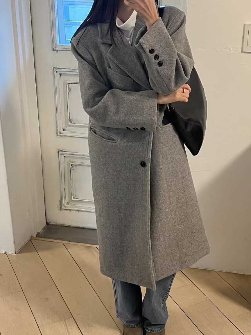 ALL OF US韓國直郵東大門代購女裝新款休閑推薦中長款大衣ALL OF US中長款大衣