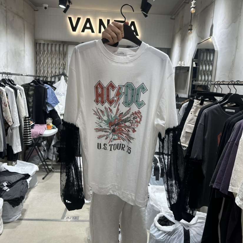 VANTA直郵韓國代購女裝新款職業25春夏熱賣人氣長袖T恤透視VANTA長袖T恤