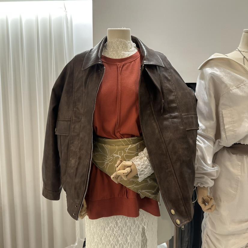 FLIPAR韓國直郵女裝新品真品推薦職業休閑25春夏熱賣皮衣皮革FLIPAR皮衣
