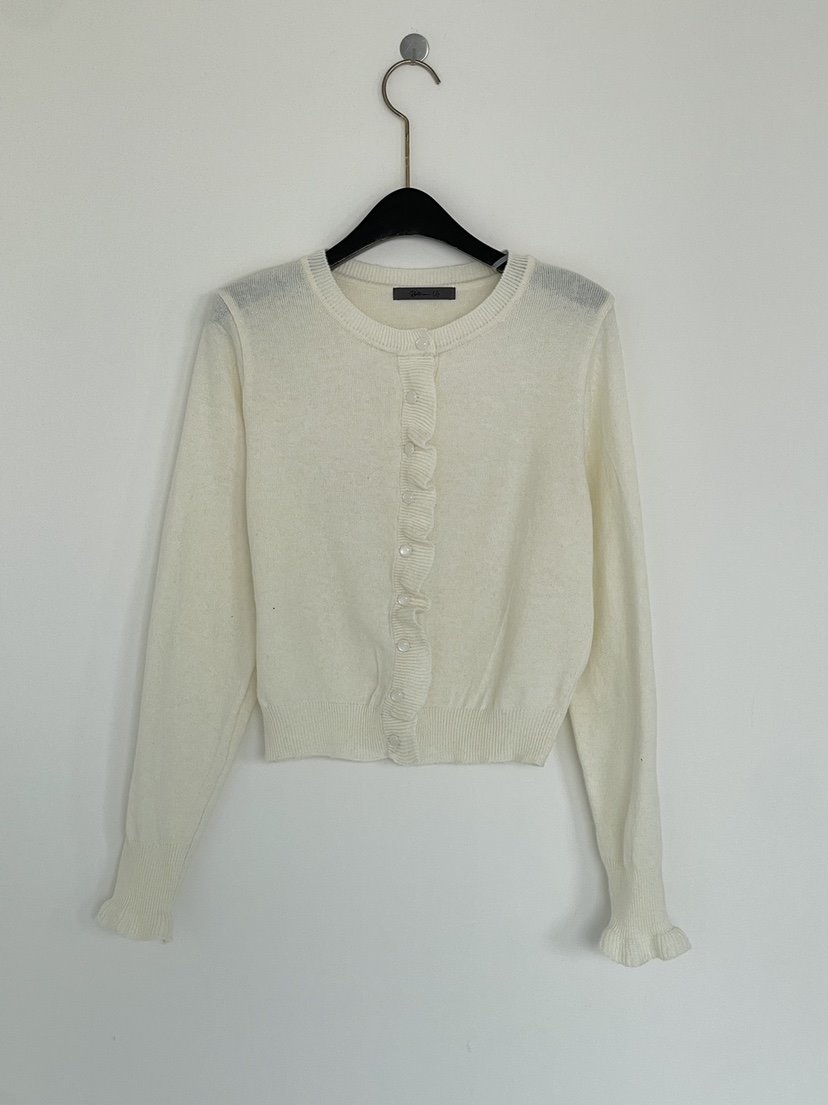 BETWEEN US韓國直郵東大門實拍女裝新品25春夏針織衫荷葉邊開衫JICJO:SEOUL針織衫