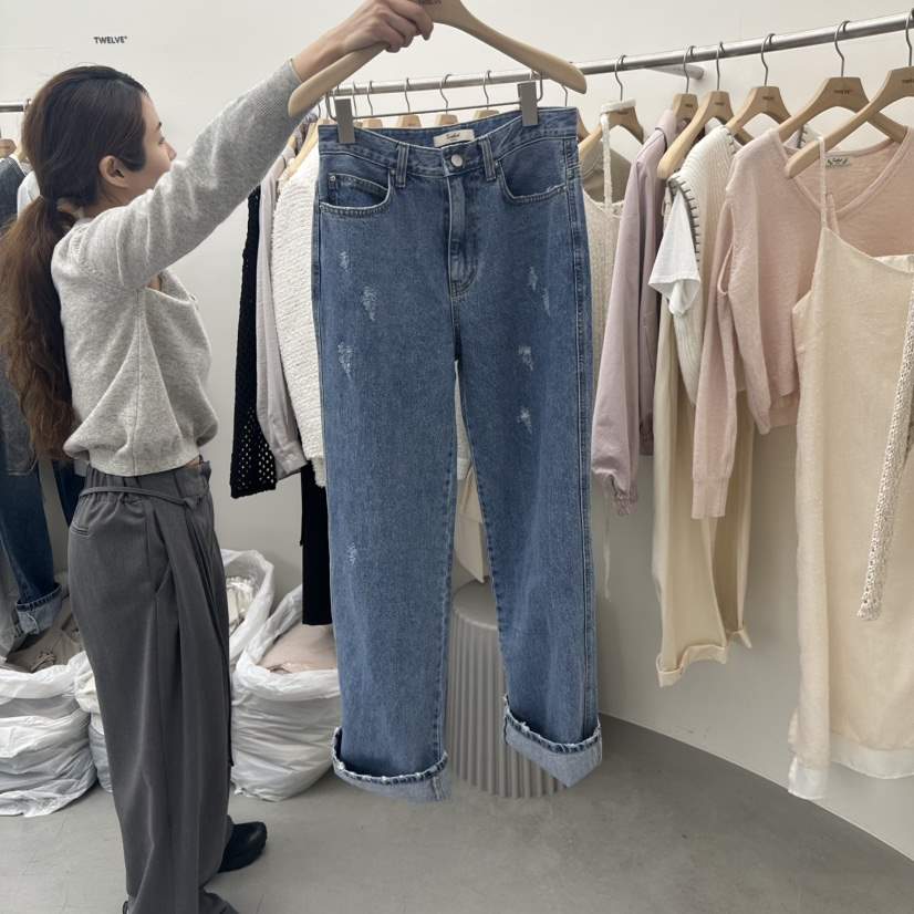 TWELVE直郵韓國代購女裝新品休閑25春夏職業時尚人氣牛仔褲TWELVE牛仔褲