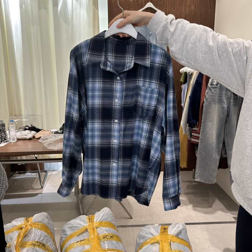 BUCKLE直郵韓國代購女裝新品人氣熱賣真品推薦襯衫蕾絲衫格紋BUCKLE襯衫/蕾絲衫