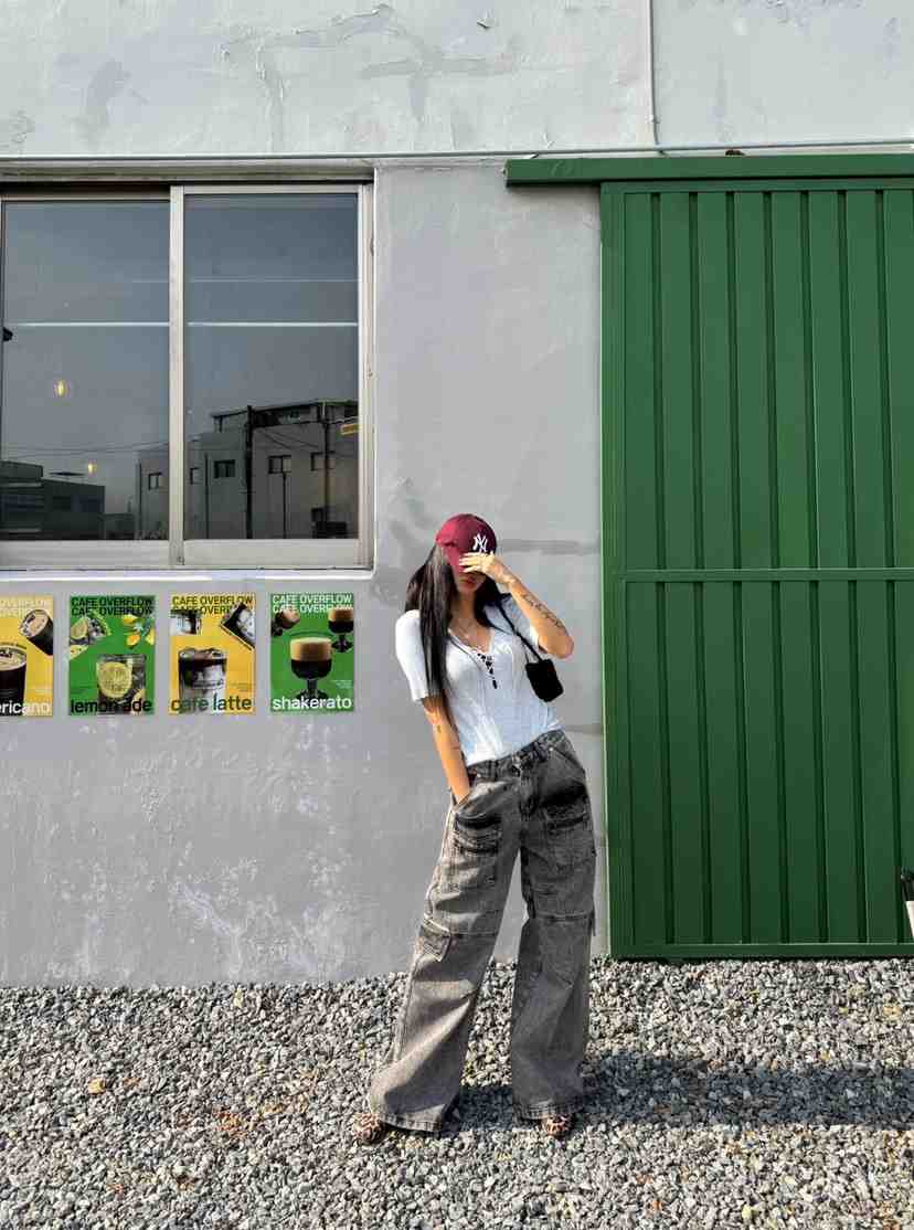 ABBEYLEE韓國代購女士新品時尚休閑推薦熱賣人氣牛仔褲工裝ABBEYLEE牛仔褲