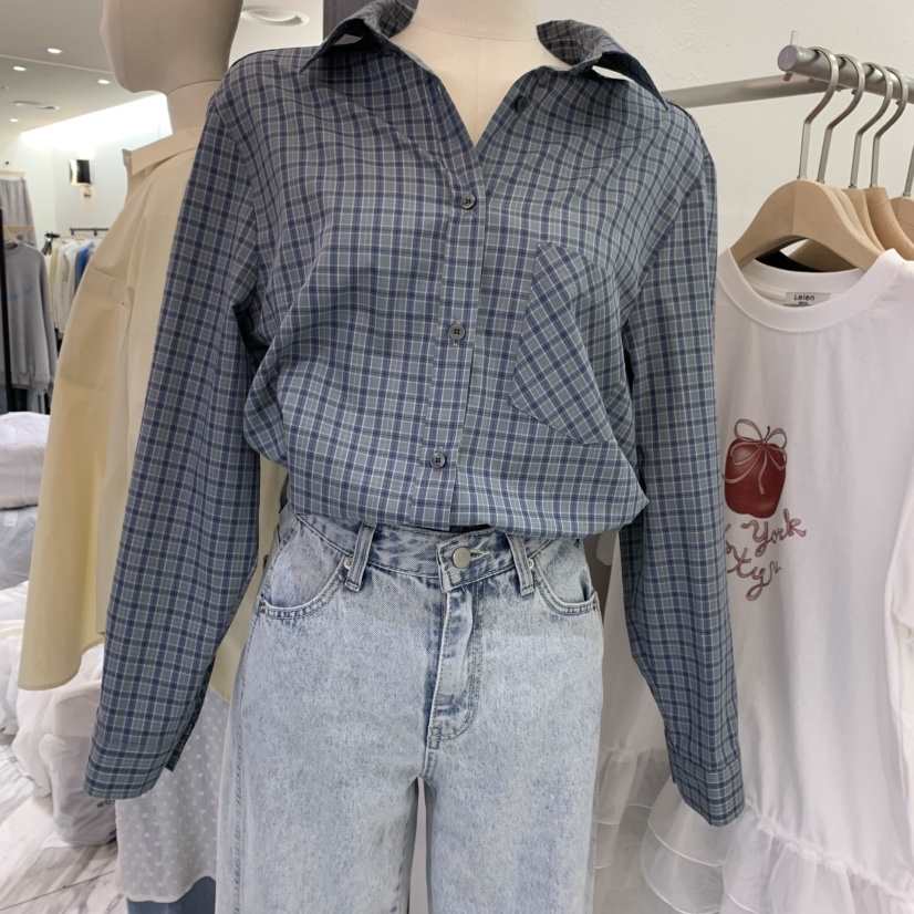 LELEN直郵韓國代購女裝新品真品25春夏熱賣人氣襯衫蕾絲衫格紋LELEN襯衫/蕾絲衫