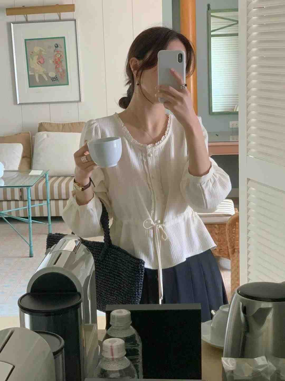 AREING韓國代購女士新款熱賣推薦人氣25春夏真品襯衫蕾絲衫AREING襯衫/蕾絲衫