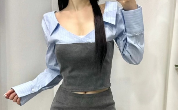 BOY MEET GIRL-T韓國代購女士新品25春夏休閑襯衫蕾絲衫BOY MEET GIRL-T襯衫/蕾絲衫