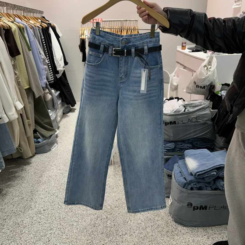 ATPZ韓國直郵女裝新品25春夏真品人氣推薦休閑牛仔褲含腰帶ATTENTION PLEAES牛仔褲