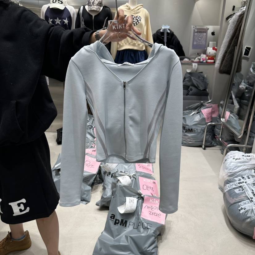 KIKI直郵韓國代購女裝新品人氣休閑職業25春夏熱賣衛衣拉鏈KIKI衛衣