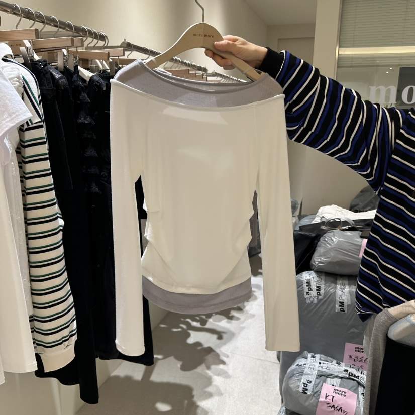 MOREMORE韓國㊣直郵東大門代購女裝新品25春夏時尚職業長袖T恤more more長袖T恤