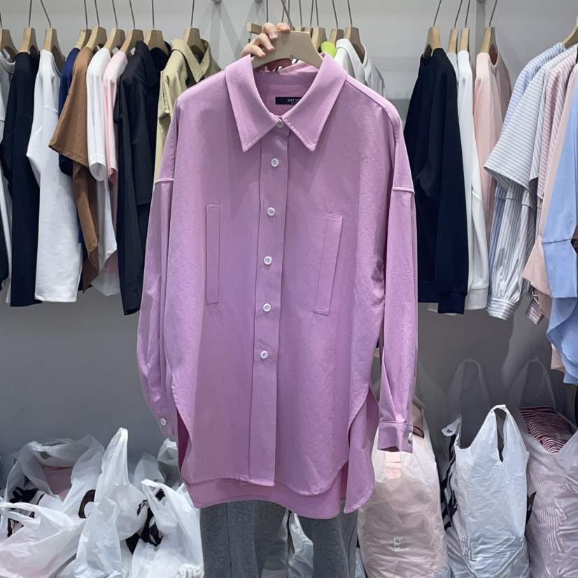 DA YLOG韓國直郵㊣女裝新品時尚25春夏襯衫蕾絲衫口袋長款DA YLOG襯衫/蕾絲衫