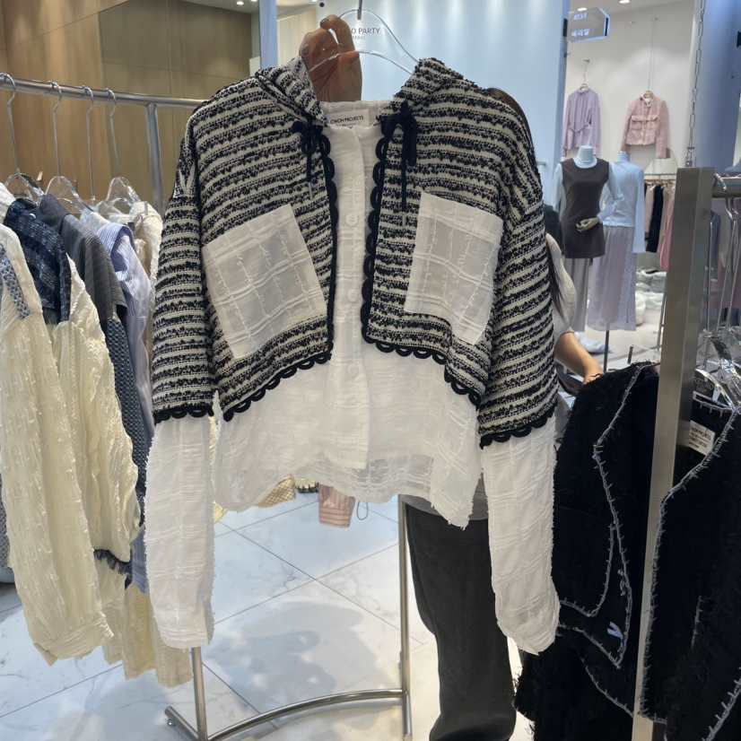 ECHOPARTY韓國直郵㊣女裝新品25春夏時尚職業襯衫蕾絲衫連帽ECHOPARTY襯衫/蕾絲衫