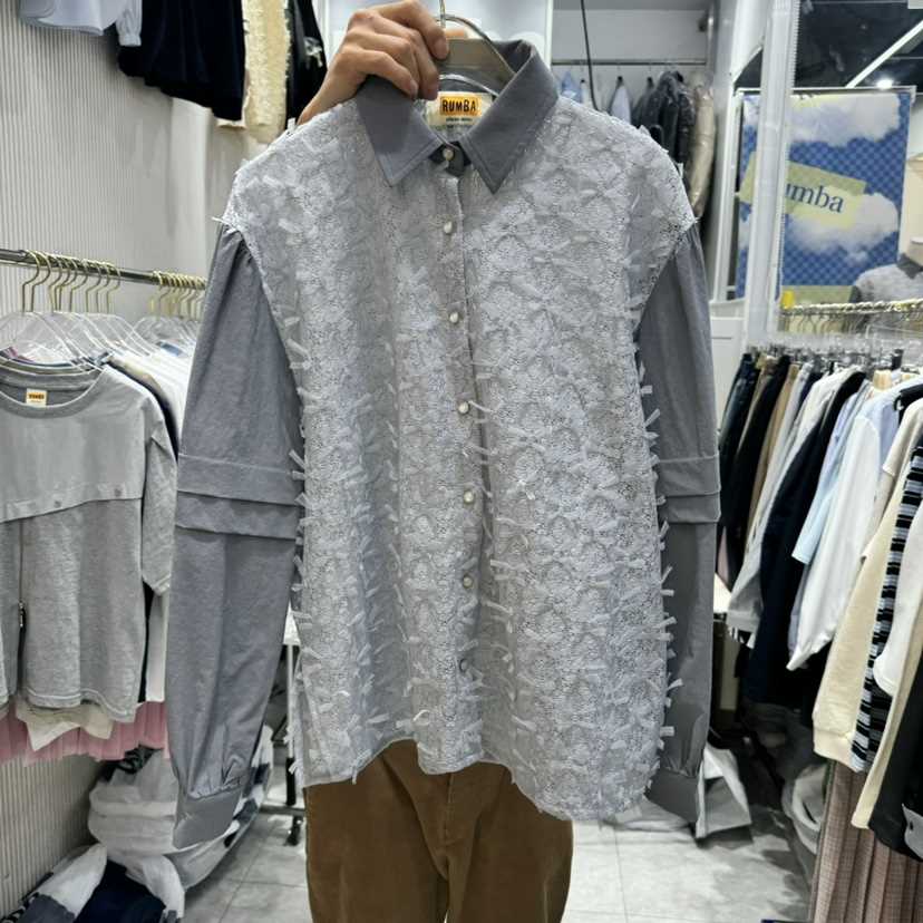 RUMBA韓國直郵㊣女裝新品時尚推薦25春夏熱賣人氣襯衫蕾絲衫RUMBA襯衫/蕾絲衫