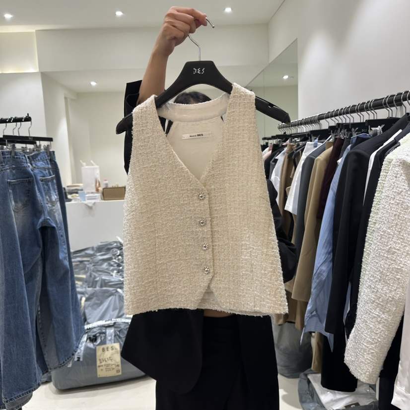 BES韓國直郵㊣東大門實拍女裝新品熱賣25春夏職業休閑馬甲雙層BES馬甲