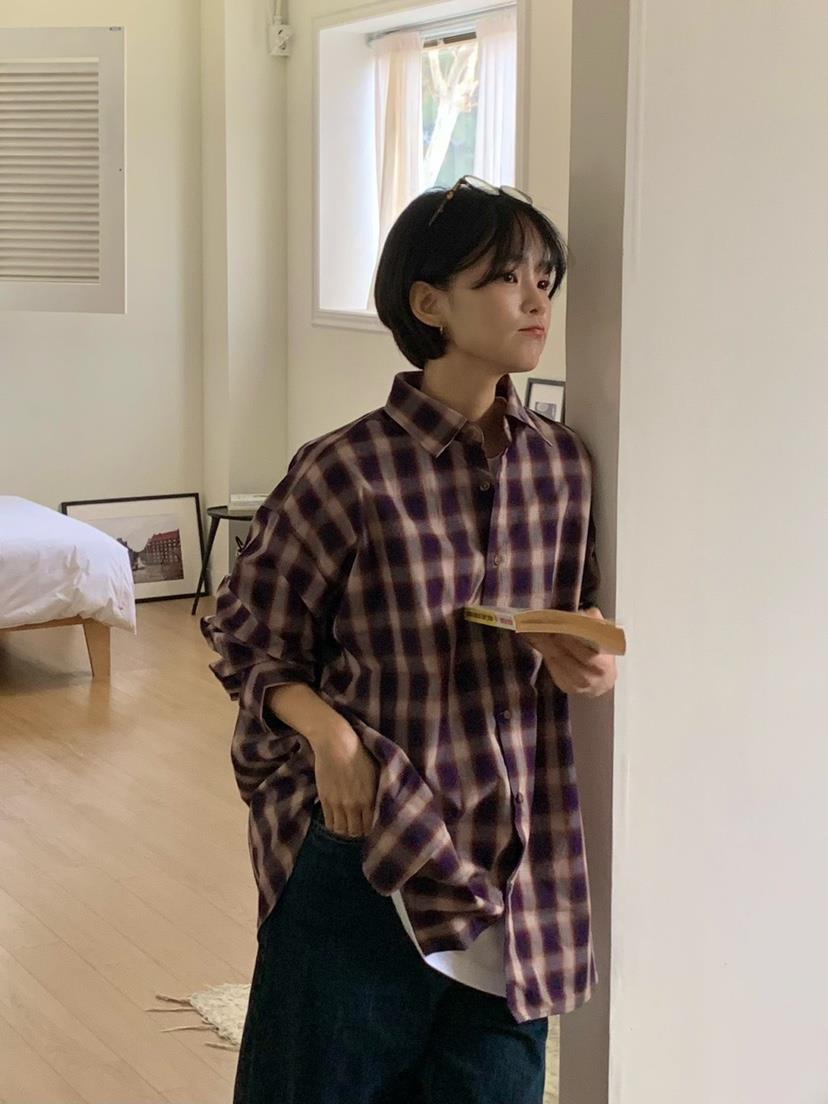 BUFFETT韓國㊣直郵東大門代購女裝新品推薦熱賣襯衫蕾絲衫格紋BUFFETT襯衫/蕾絲衫