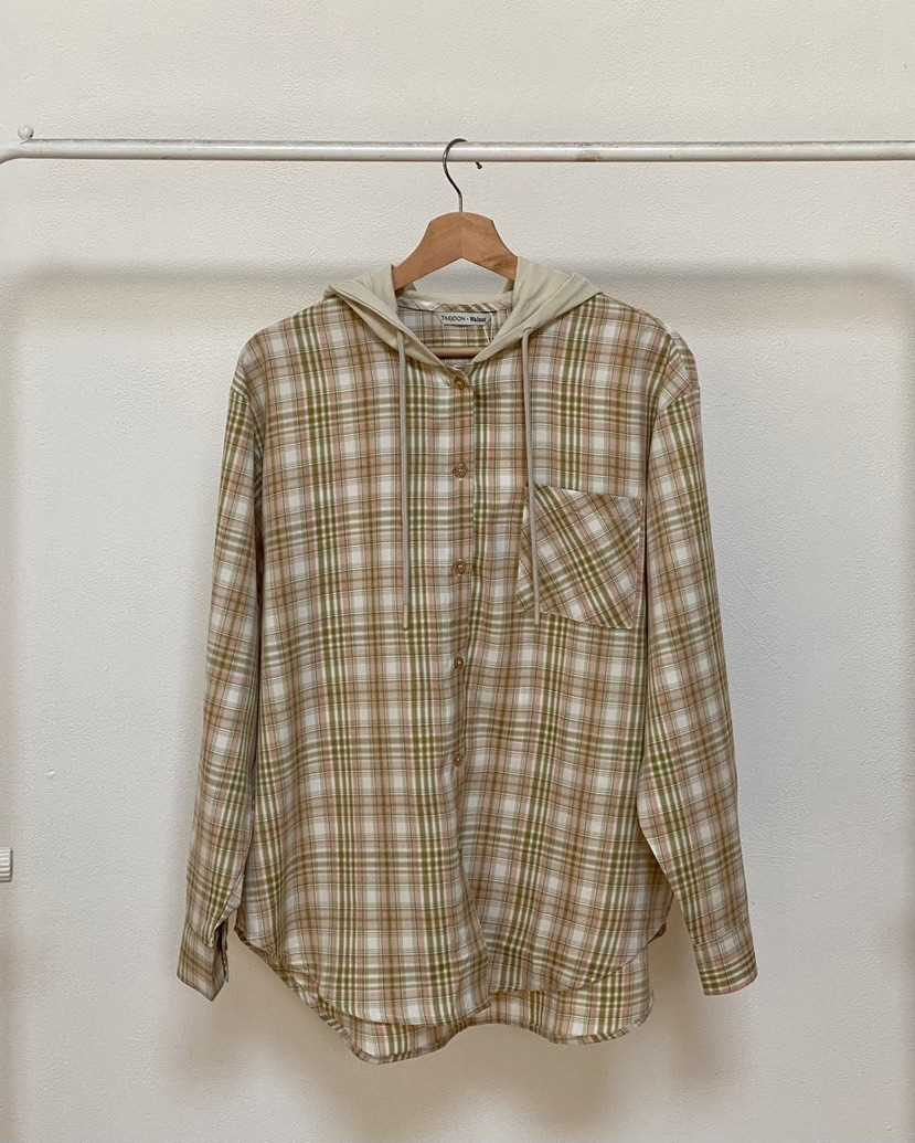 WALNUT/TAEJOON韓國代購女士新品職業推薦襯衫蕾絲衫格紋連帽Walunt/TAEJOON襯衫/蕾絲衫