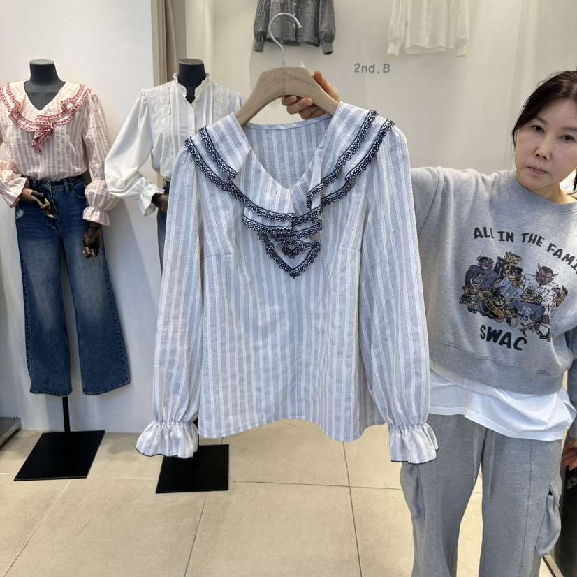 2nd B-S韓國直郵女裝新品人氣職業真品25春夏熱賣襯衫蕾絲衫2nd B-S襯衫/蕾絲衫
