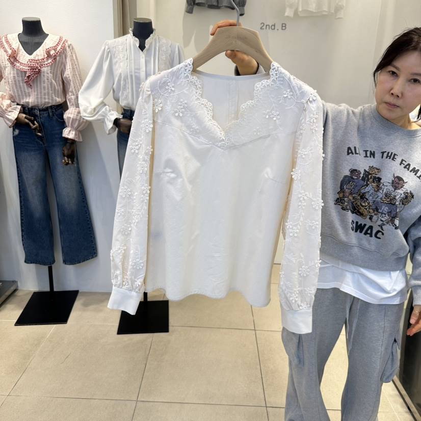 2nd B-S東大門直郵女裝新品時尚25春夏職業休閑襯衫蕾絲衫2nd B-S襯衫/蕾絲衫