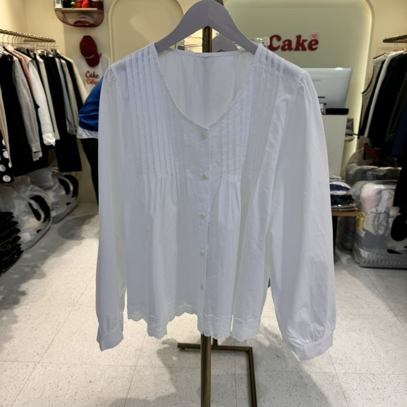 CAKE韓國直郵女士新款真品人氣休閑25春夏推薦襯衫蕾絲衫蕾絲CAKE襯衫/蕾絲衫