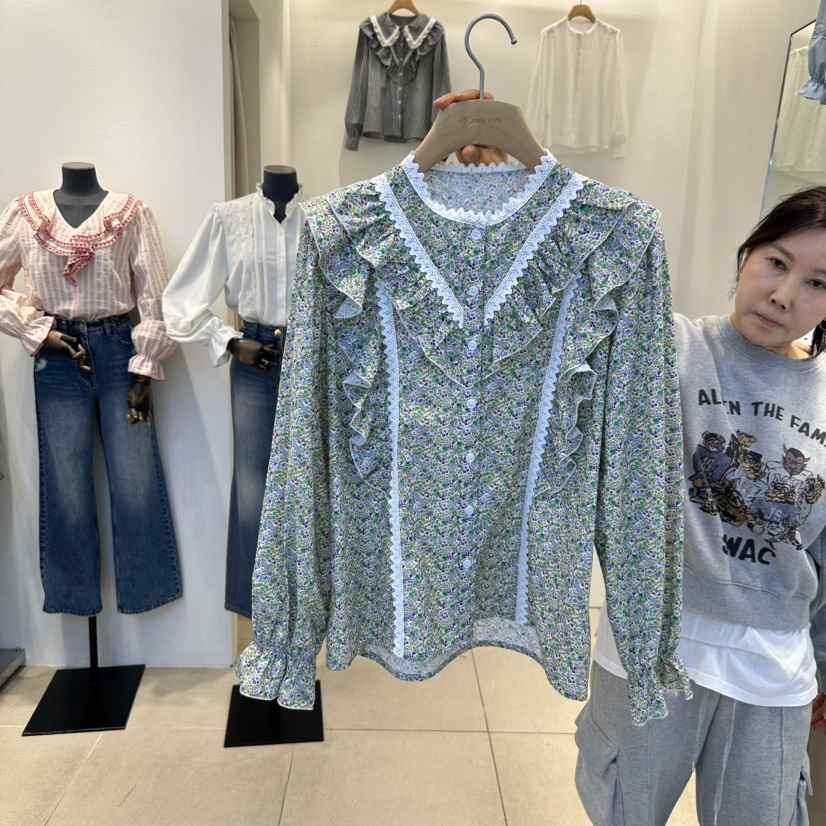 2nd B-S東大門實拍女裝新品推薦25春夏職業真品襯衫蕾絲衫2nd B-S襯衫/蕾絲衫