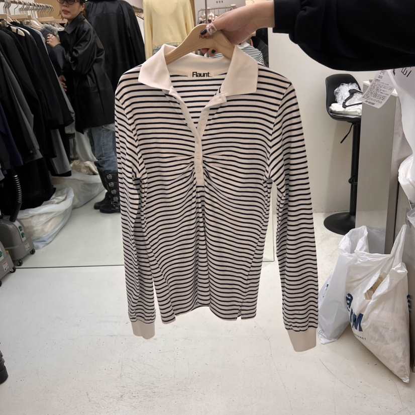FLAUNT韓國直郵㊣女裝新品25春夏職業熱賣時尚人氣休閑長袖T恤FLAUNT長袖T恤