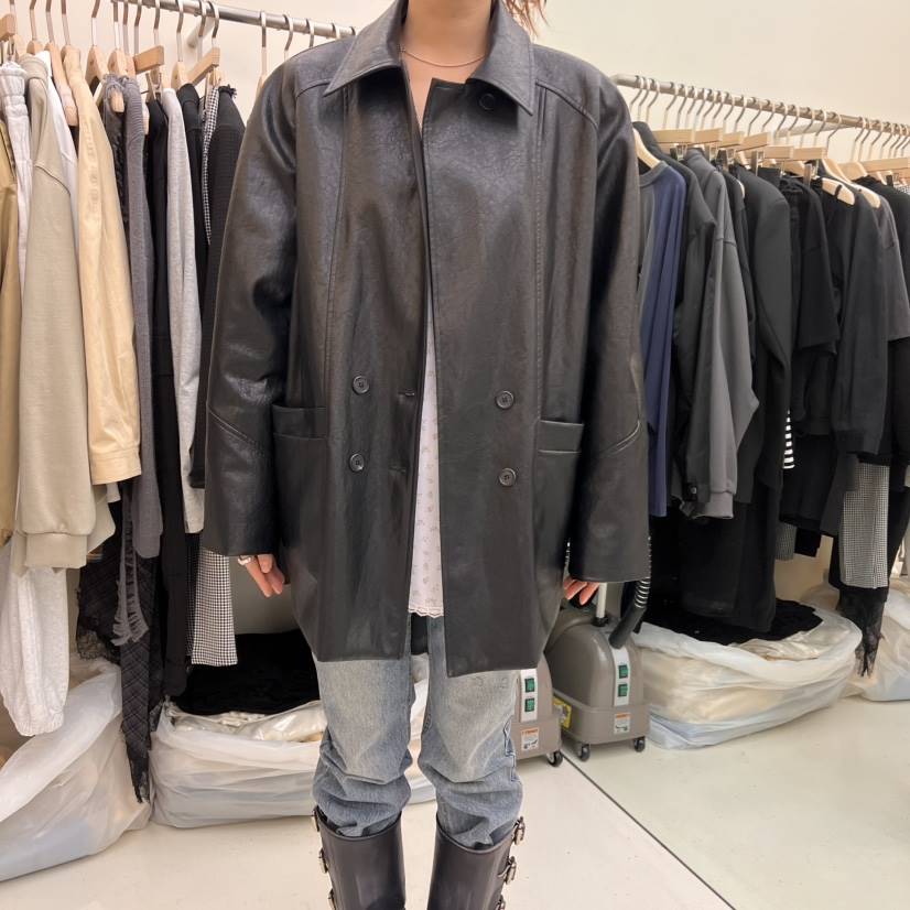 FLAUNT韓國㊣直郵東大門代購女裝新款人氣推薦時尚皮衣皮革FLAUNT皮衣