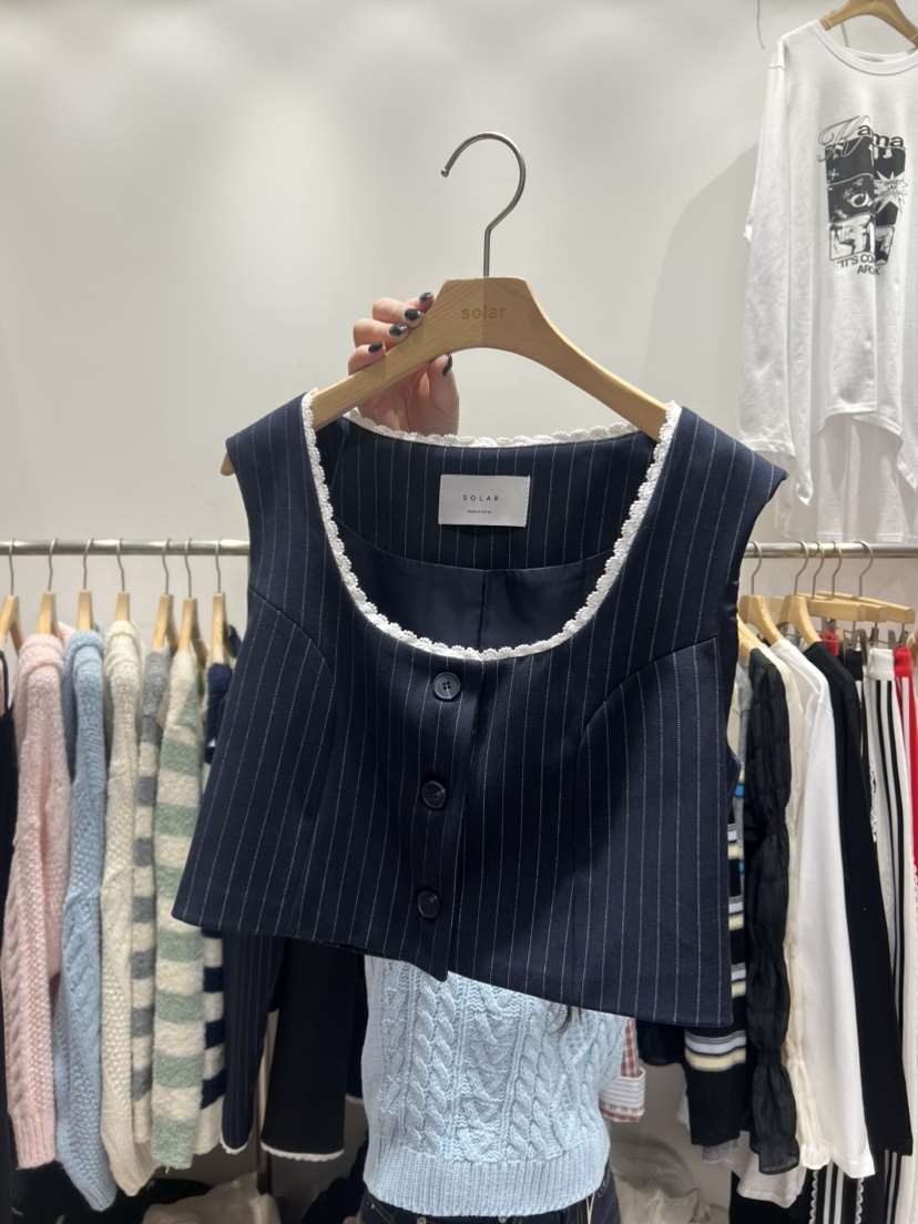 SOLAR韓國代購女士新品時尚職業25春夏推薦真品吊帶背心蕾絲SOLAR吊帶/背心