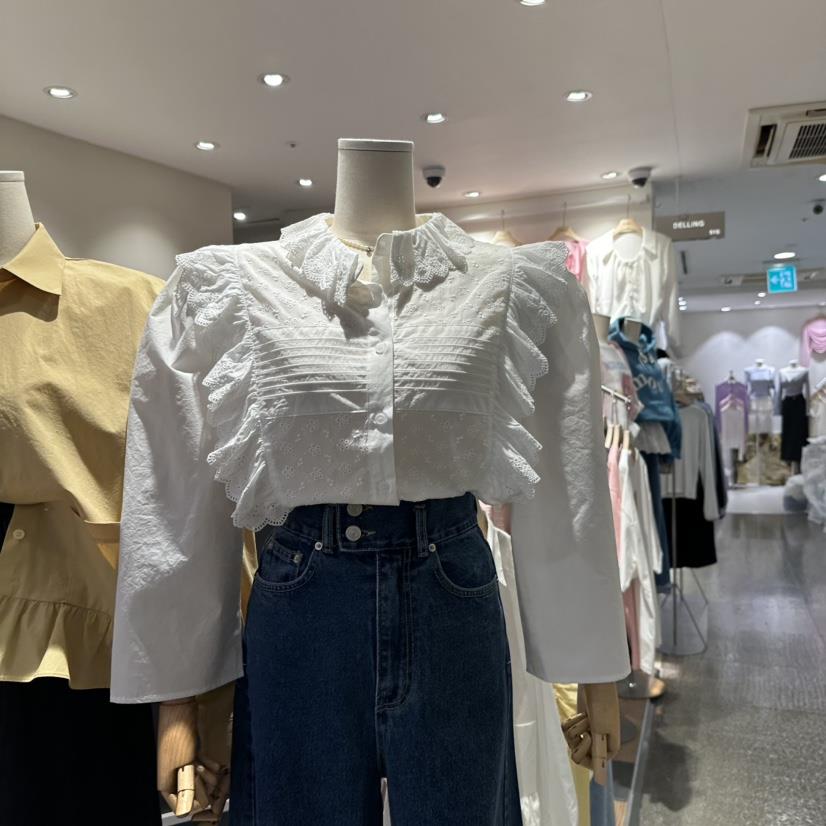 DELLING韓國㊣直郵東大門代購女裝新款25春夏人氣襯衫蕾絲衫DELLING襯衫/蕾絲衫
