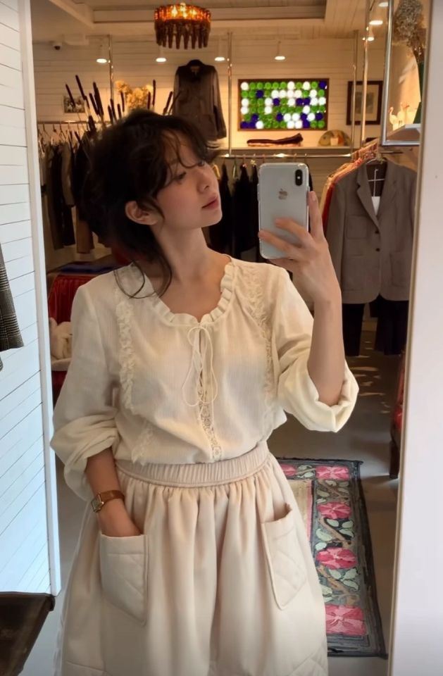 STAY HERE韓國直郵㊣女裝新品熱賣25春夏推薦時尚襯衫蕾絲衫STAY HERE襯衫/蕾絲衫